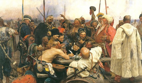 Repin-De-Zaparozje kozakken schrijven de Turkse sultan een brief